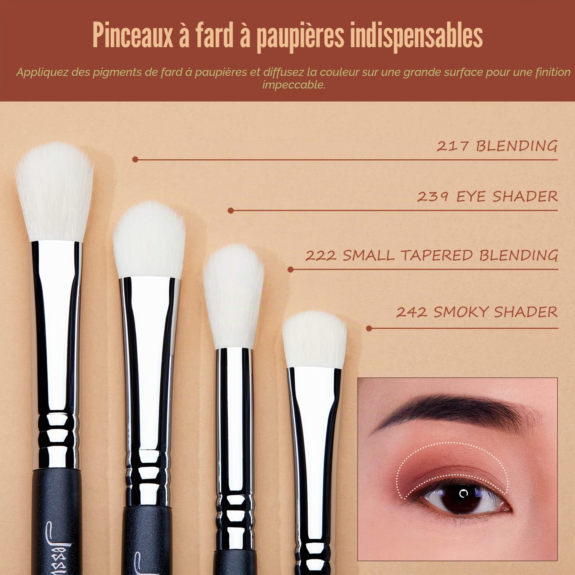 Jessup Set Pinceaux Maquillages Fard à Paupières 11 pièces Kit Pinceaux Maquillage Yeux Professionnels Pinceaux Fard à Paupières,Pinceau Estompeur Pinceau Anti Cernes Yeux,Nior T340