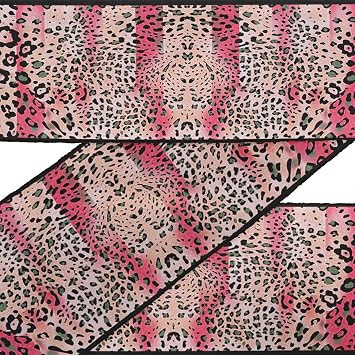 Pink Stripe & Leopard Animal Skin Ribbon Trim Tape Fabric Laces for Crafts Printed Dupion Trim by 9 Yard Sewing Accessories 3 Inches
