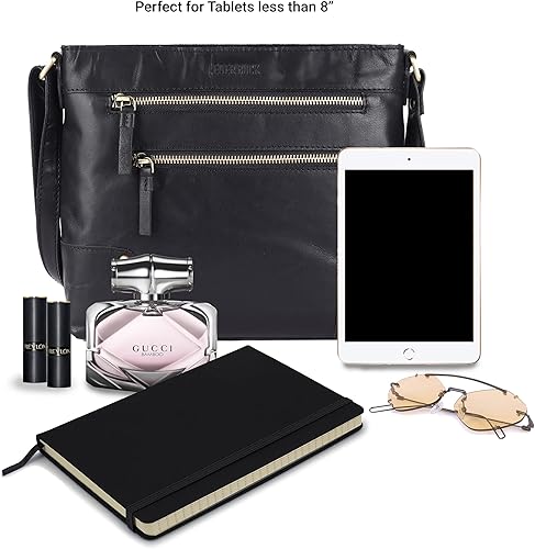 Miniatura 6 de Mia Soft - Bolso cruzado de cuero real para mujer, con triple cremallera, bandolera cruzada