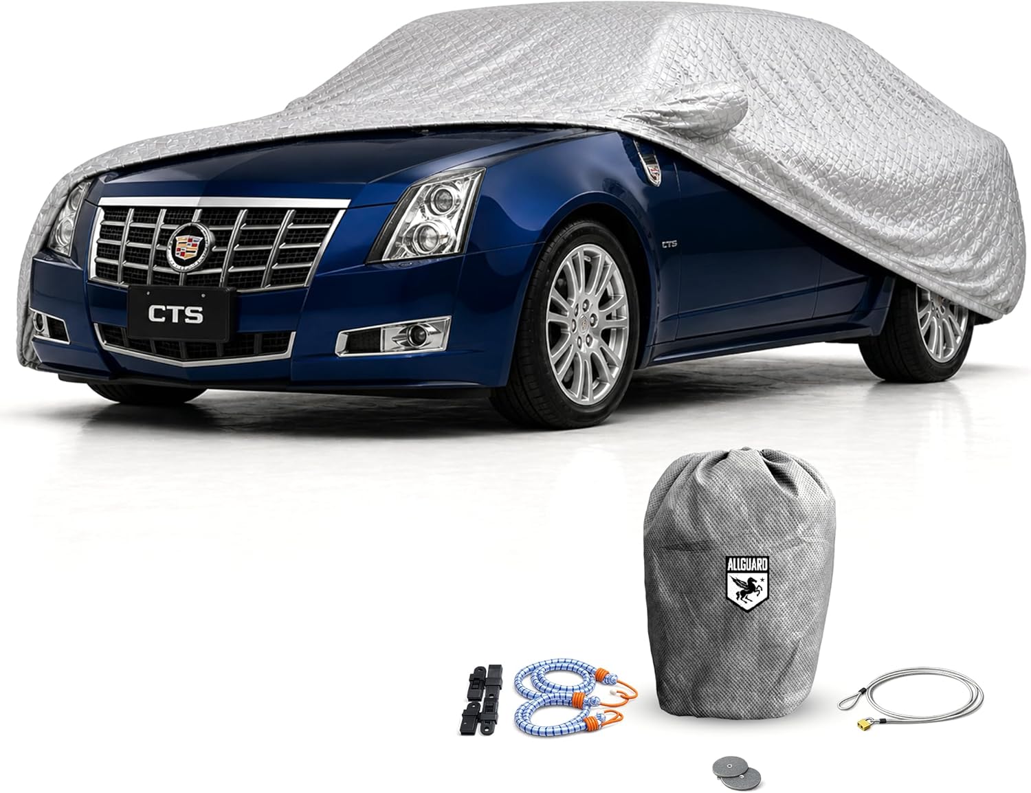 Weatherproof Max Car Cover & Warranty Compatible with Cadillac 2007-2019 CTS Sedan and Coupe- Outdoor Cover Theft Cable Lock Car Accessories Better Than Waterproof