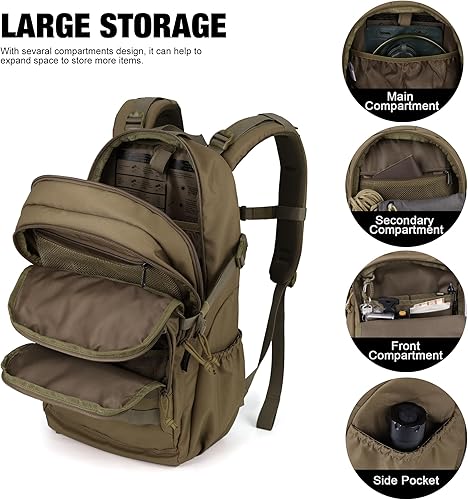 Miniatura 5 de Mardingtop Mochila táctica Molle de 28L para senderismo, camping, Caqui