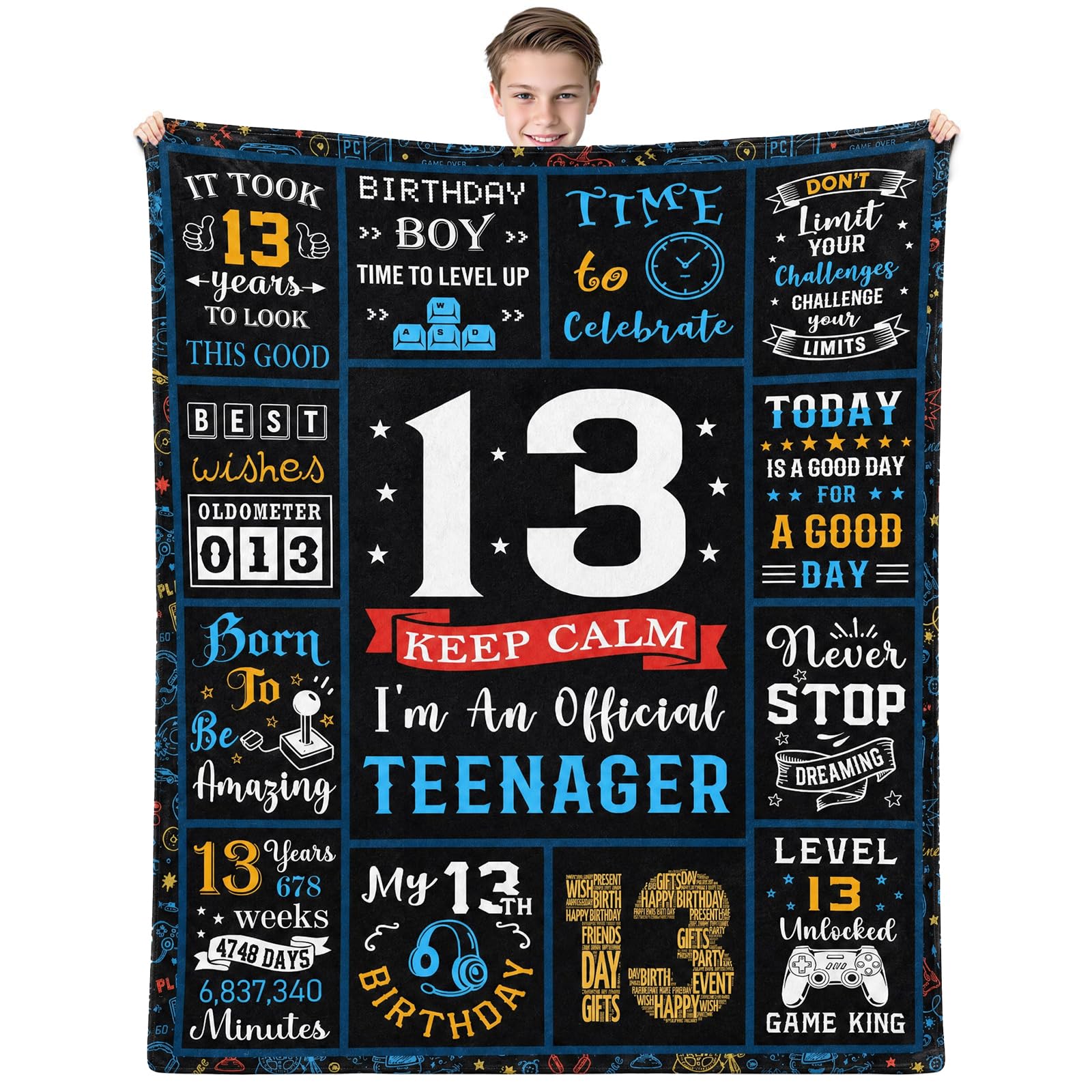 13th Birthday Gifts for Boys, 50x60" Funny Throw Blanket for 13 Year Old