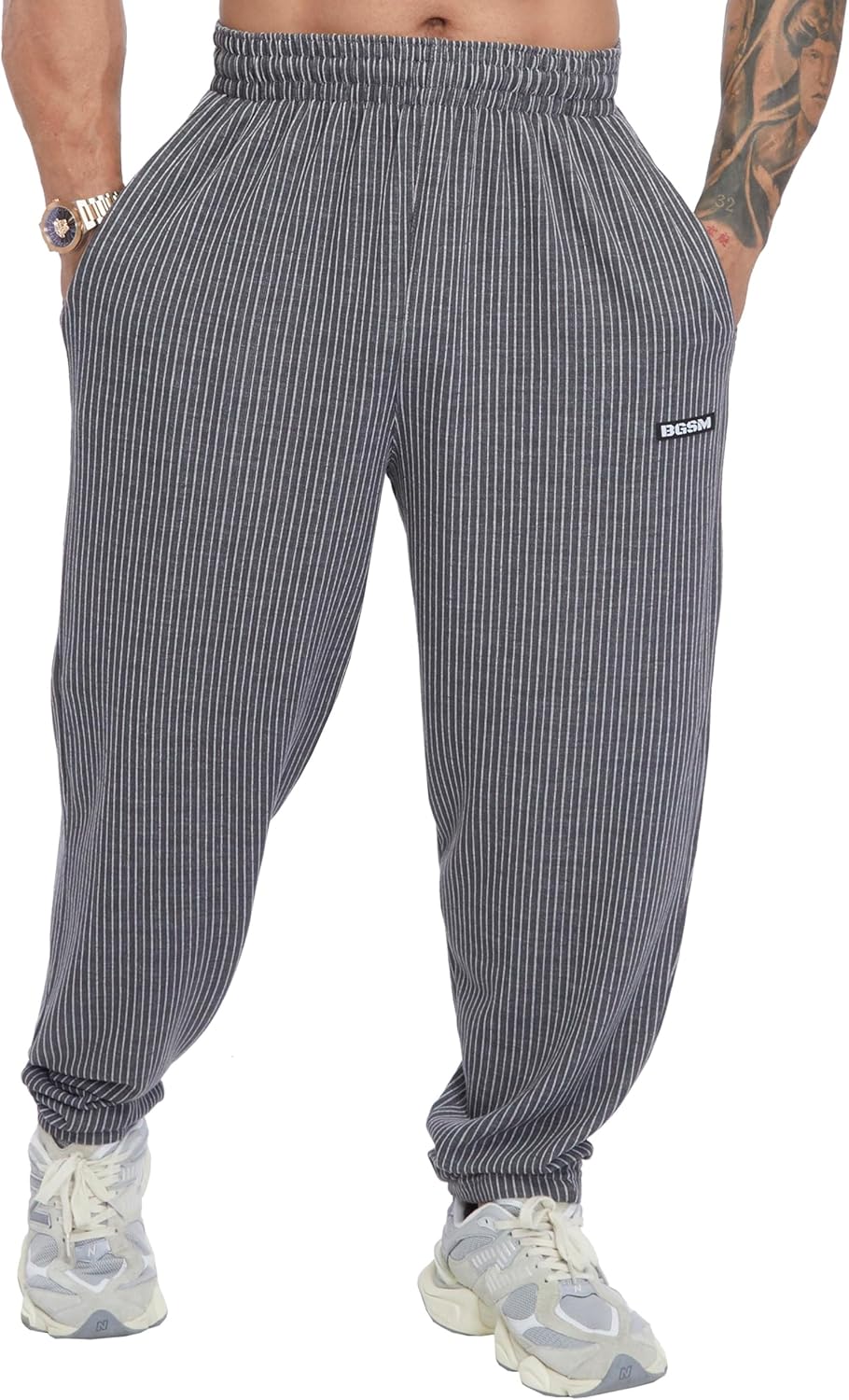 Men's Baggy Sweatpants, Loose Fit Gym Workout Pants with Pockets