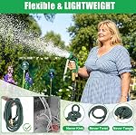 50FT Expandable Garden Hose, Flexible Lightweight Water Hose with 10-Function Spray Nozzle, Kink-Free Leak-Proof Hose, All-Weather Yard Hose for Lawn, Yard, RV, Car Wash (Green Black, 50FT)