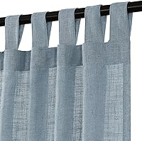 Vista 11 de Turquoize Cortinas de lino natural mezclado con pestañas superiores, paneles de tratamiento para ventana, cortinas para sala de estar, con pestaña