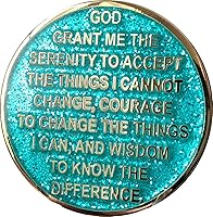 Vista 5 de Medallón AA de 6 meses Reflex Aqua Glitter y chip chapado en oro