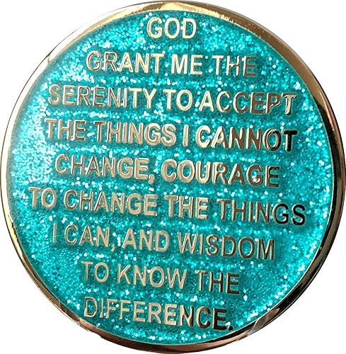 Miniatura 5 de Medallón AA de 6 meses Reflex Aqua Glitter y chip chapado en oro