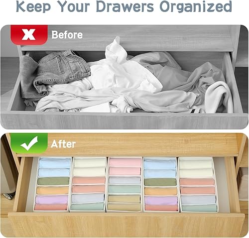 Miniatura 2 de Qozary Paquete de 3 divisores organizadores de cajones de ropa interior de calcetines, cajas de almacenamiento plegables de tela no tejida para