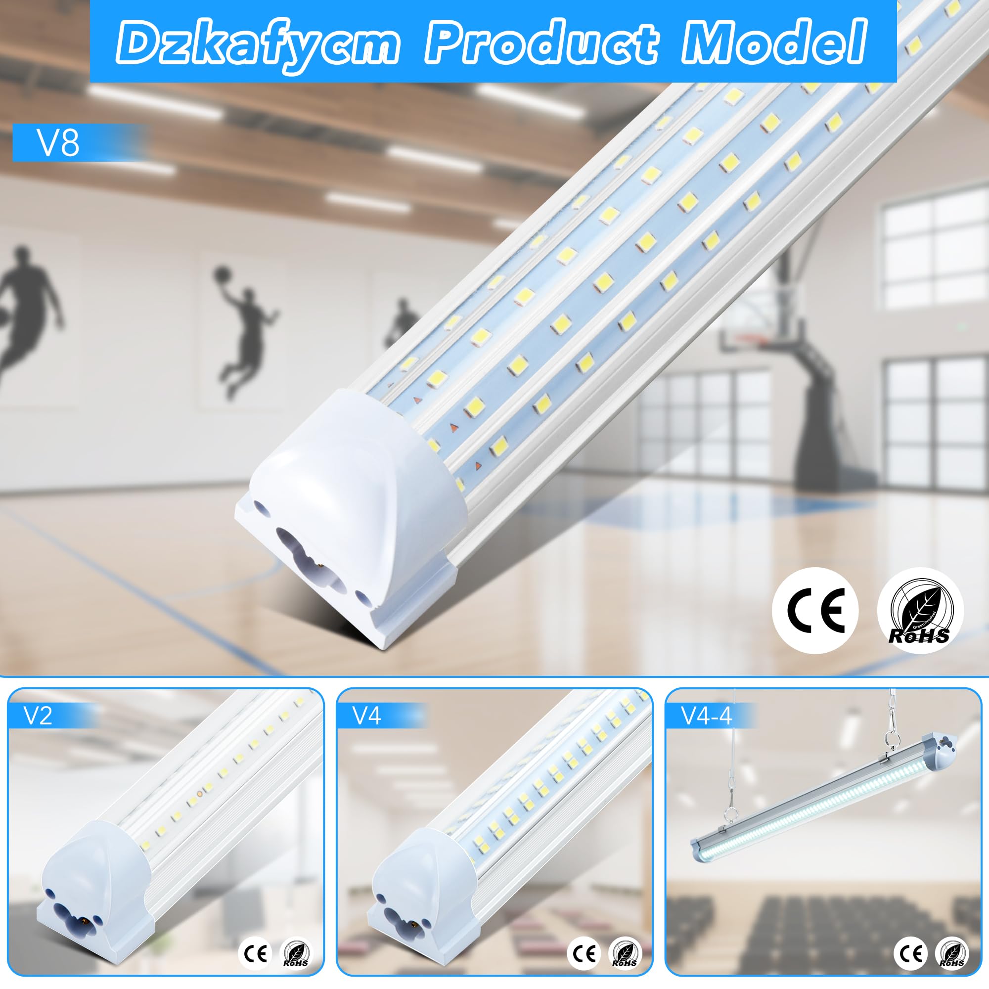 T8 LED Shop Lights 4FT Garage Light 6 Pack 60W 9600LM 6000K Daylight Work Lights Ceiling LED Linkable — view 7