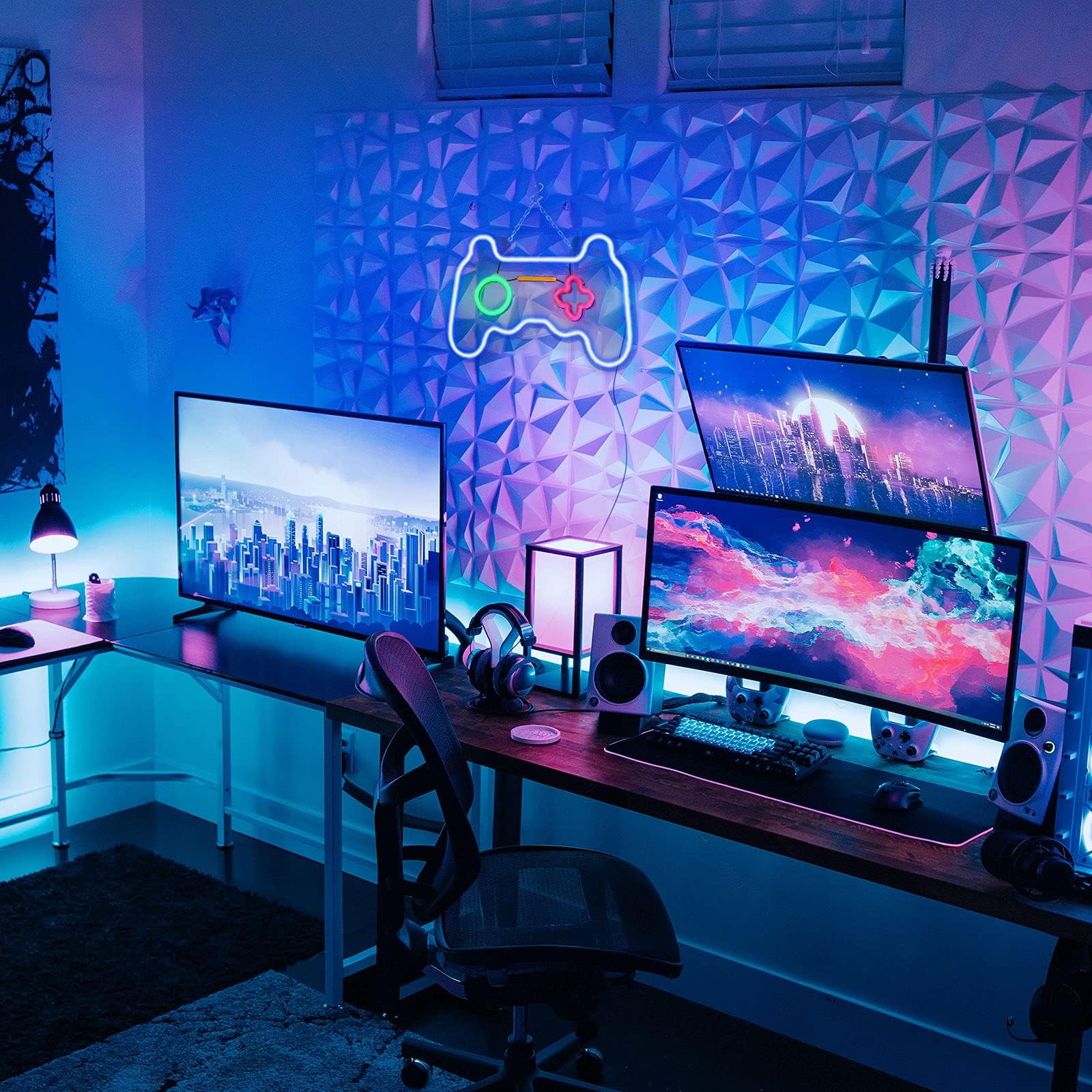 SOLIDEE Neon Gamepad Neon LEDAlimenté par USB Enseigne Lumineuse Decor Gaming Cool Néon pour Chambre Salle de Jeux Bar Enfants Cadeau Décoration de Fête