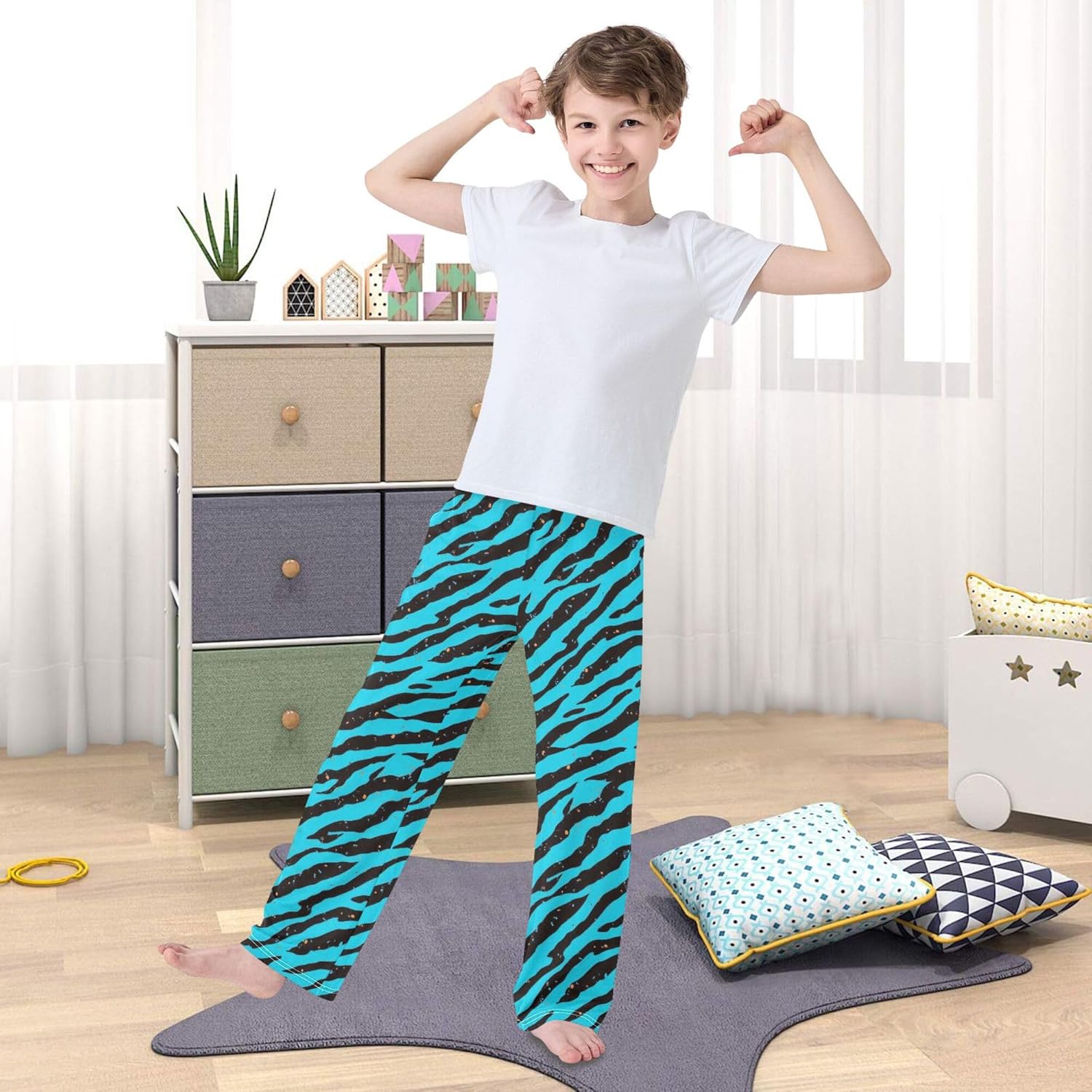 Pajama Pants Car Space Animals Pajama Bottoms Soft Pjs Elastic Waist Lounge Pants 6-14Y - Image 7