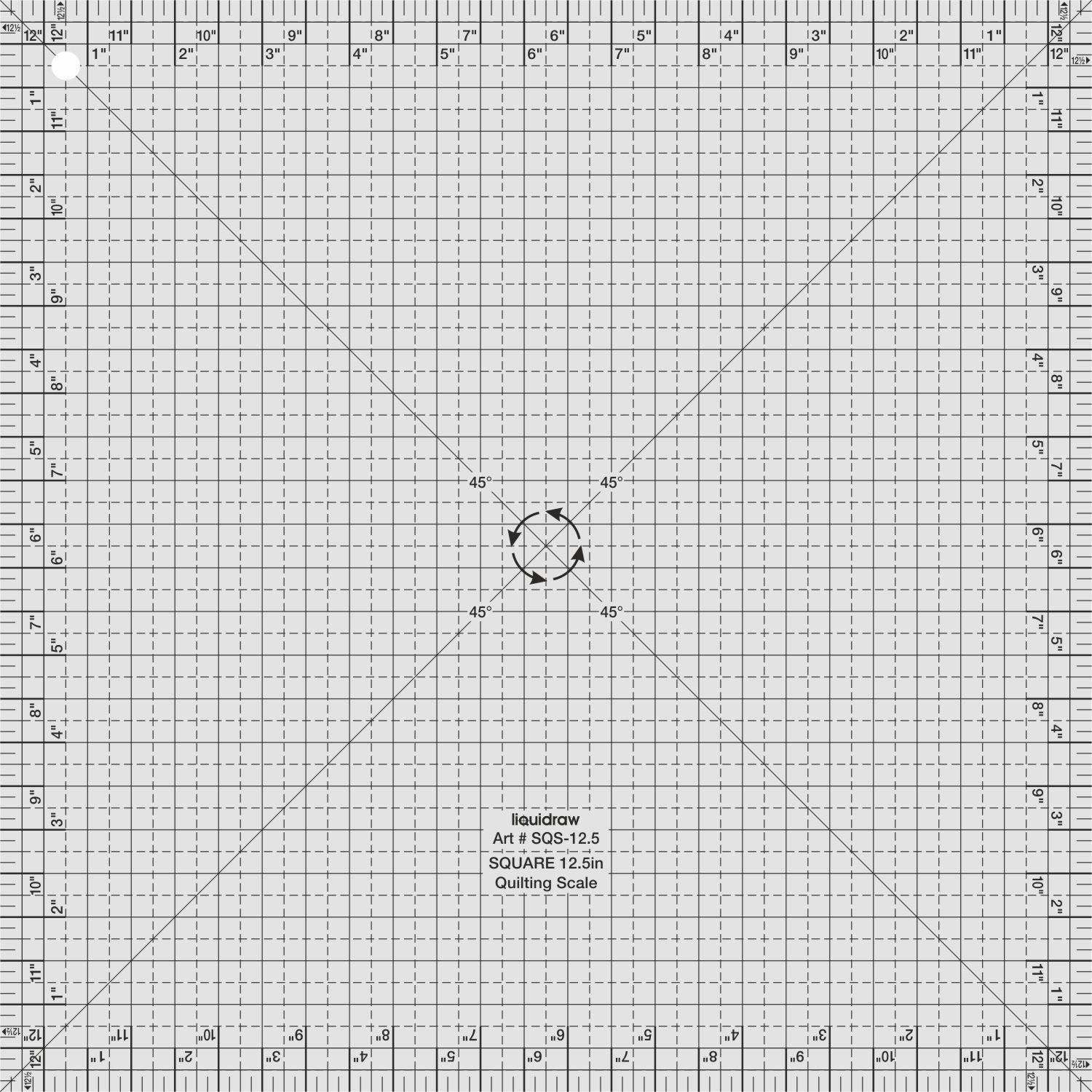 Liquidraw Clear Liquidraw® Square Quilting Ruler, Acrylic Template, Imperial 6.5" X 6.5" / 12.5" X 12.5" (12.5" X 12.5")