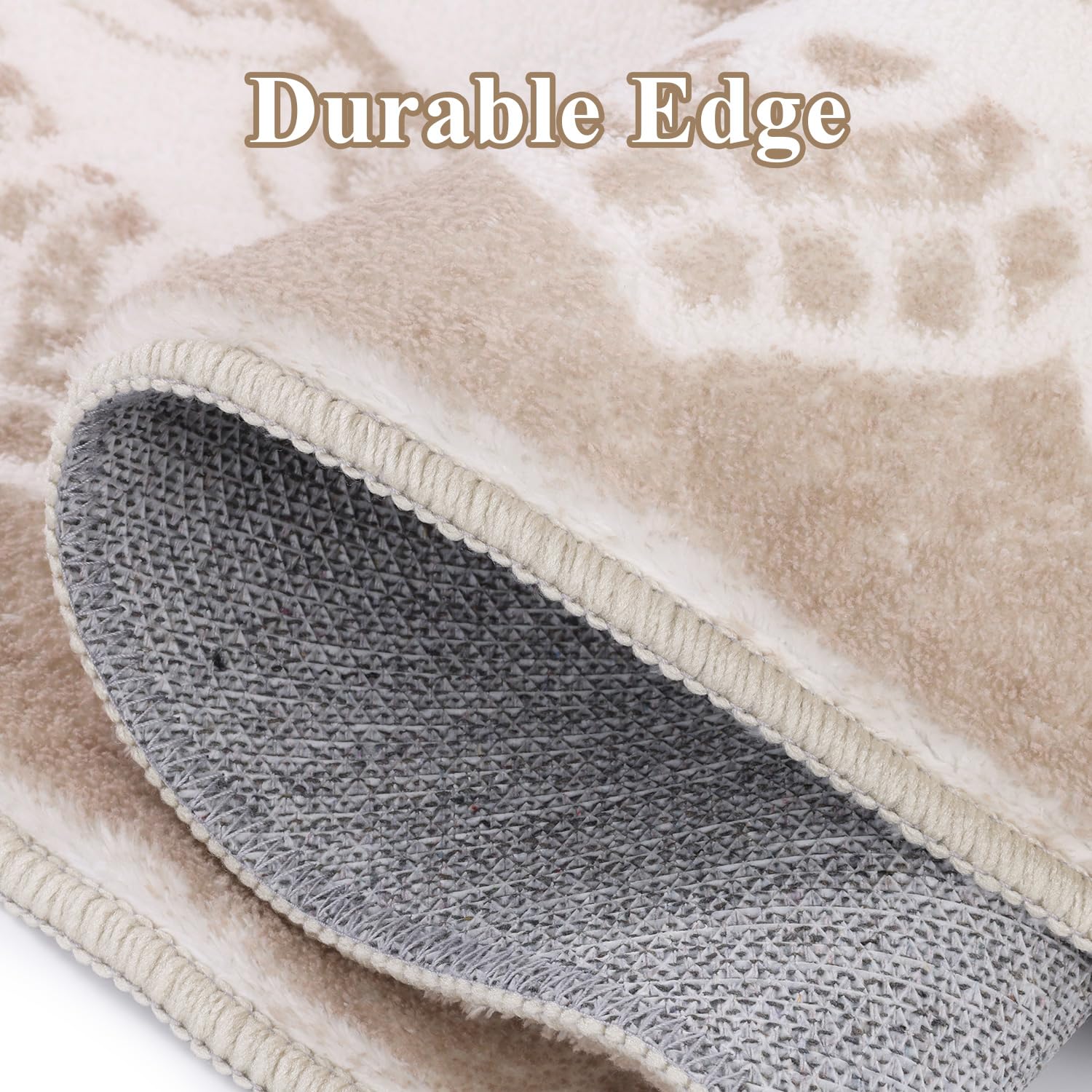 SHACOS Kurzflor Teppich Rund 160 cm, Boho, Anti Rutsch, Waschbar, Wohnzimmerteppich Rund Flauschig, Runder Teppich für Schlafzimmer, Wohnzimmer, Beige