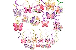 Pink Butterfly and Purple Butterfly Hanging Swirls