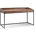 SIMPLIHOME Milverton SOLID WOOD and Metal 54 inch Wide Home Office Desk, Writing Table, Workstation, Study Table Furniture in Rustic Natural Aged Brown