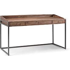 SIMPLIHOME Milverton SOLID WOOD and Metal 54 inch Wide Home Office Desk, Writing Table, Workstation, Study Table Furniture in Rustic Natural Aged Brown
