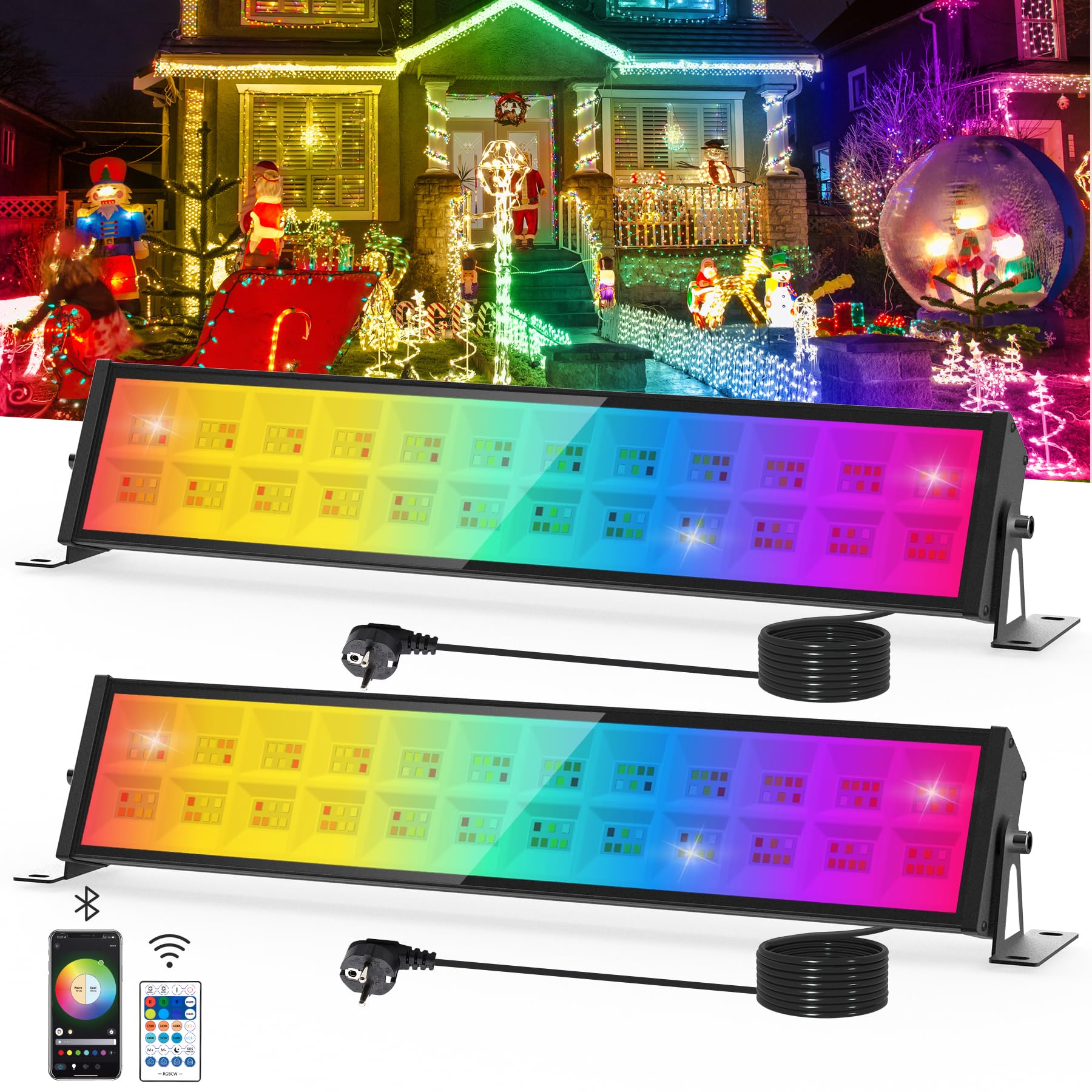 NATPOW RGB LED Vízalatti Lámpa IP68 Applikációval és Zenevezérléssel