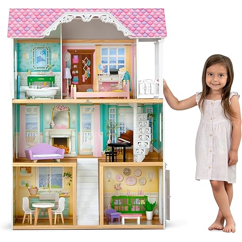 Delta Children MySize Dollhouse - Large 3-Story Dollhouse with 7 Rooms Includes 12 Accessories - Fits 12-inch Dolls - Pretend Play Dream Gift for Ages 3+
