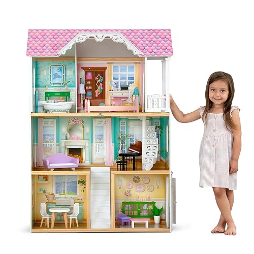 Miniatura 1 de Delta Children MySize Dollhouse - Casa de muñecas grande de 3 pisos con 7 habitaciones incluye 12 accesorios, se adapta a muñecas de 12 pulgadas,