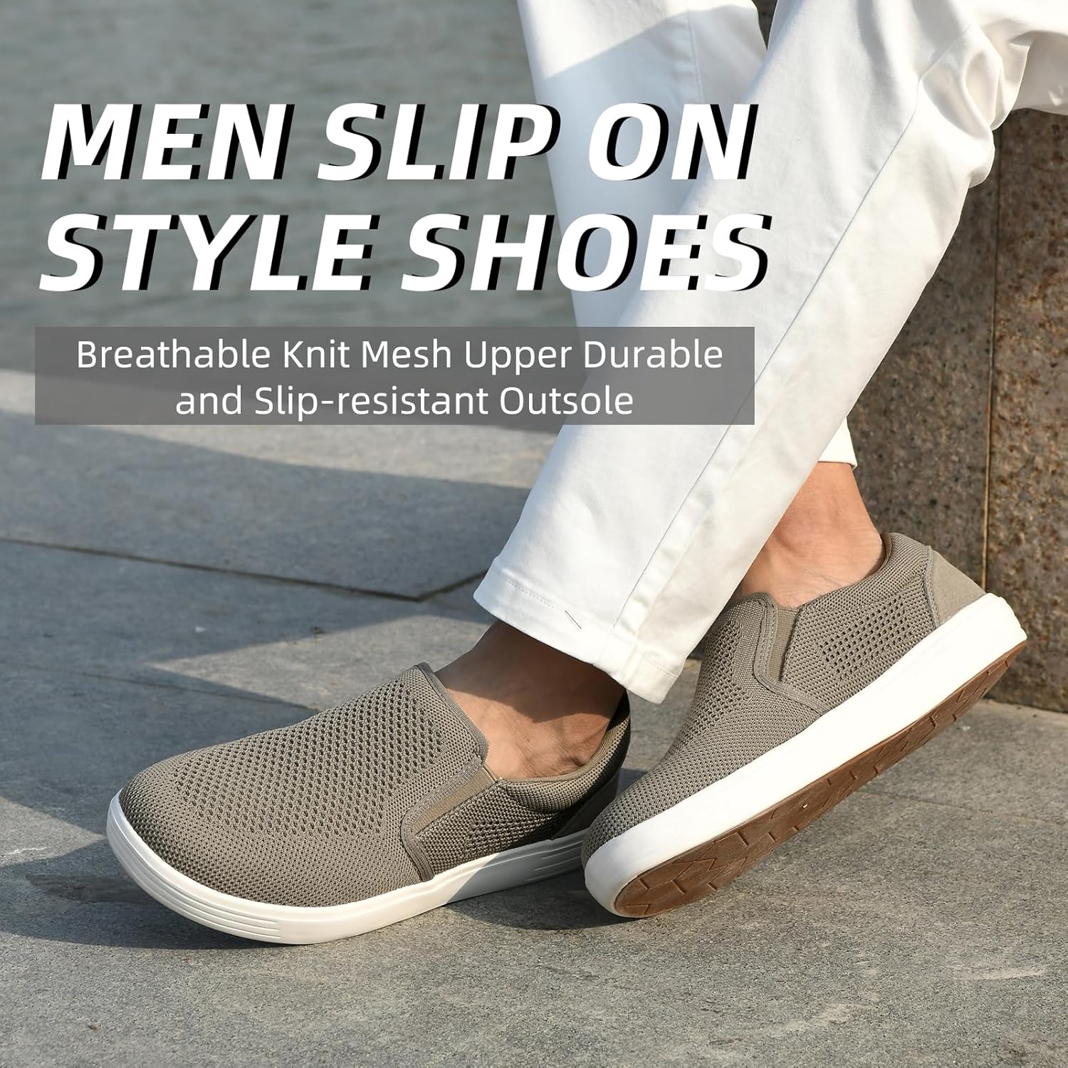 Puxowe Slip on Shoes for Men Walking Shoes Hands Free Breathable Slip on Sneakers with Arch Support Comfortable Soft Shoes for Men Walking Travel - Image 2