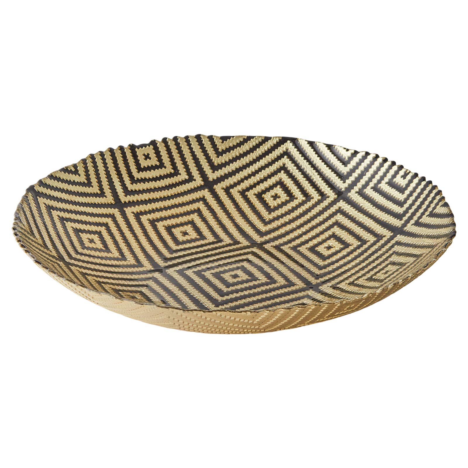 Anton Studio Designs - Geo Gold Glass Bowl - Diameter 33 cm - Multi Coloured Decorative Bowl for Home and Holiday Decoration