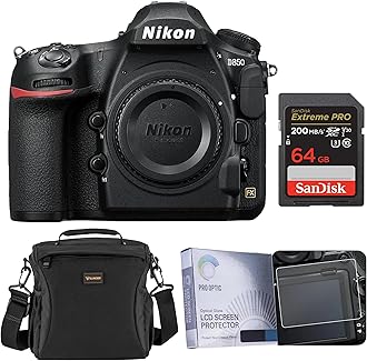 - D850 DSLR Camera, with 64GB Memory Card, Slinger Shoulder Bag, Screen Protector, Nikon 1 Year Warranty