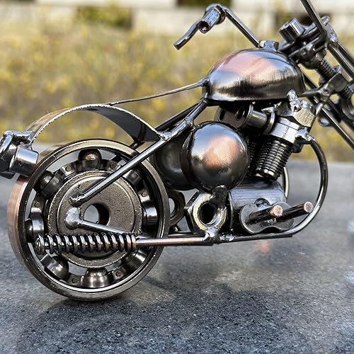 Vista 11 de Shadowvoxel Estatua de motocicleta de hierro, escultura de metal para decoración de oficina y hogar, regalo coleccionable para entusiastas
