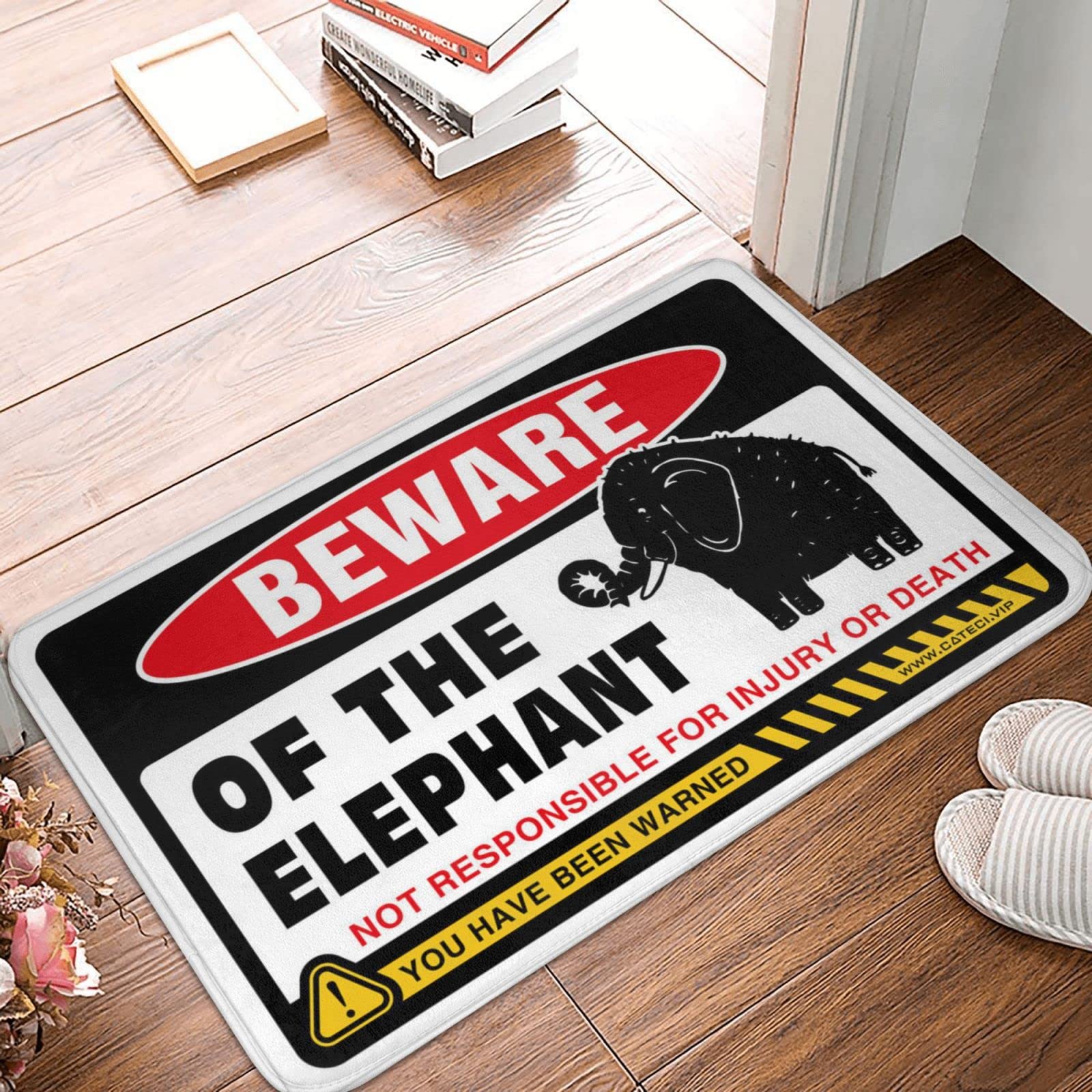 Felpudo con diseño de elefante, para porche delantero, decoración de otoño (65 x 90 cm)