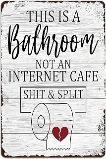 Not An Internet Cafe Funny Bathroom Metal Sign 8x12 Inch, Wall Decor | Funny bathroom wall art for guest baths, powder rooms, half baths, restroom corners, dorm bathrooms, and small wall spaces