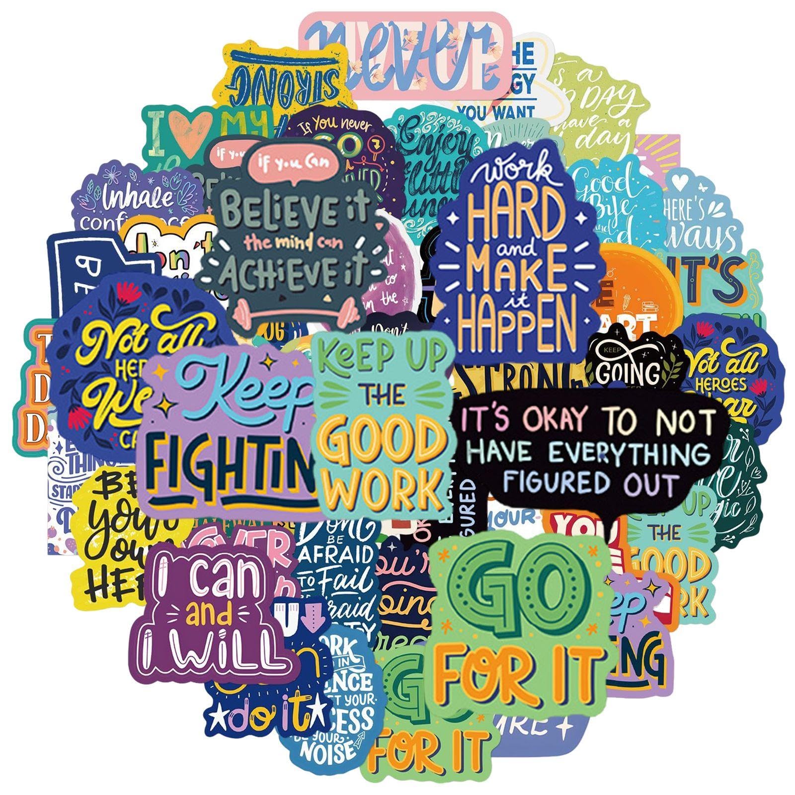 OODJVN 200 Inspirational English Stickers, Student Creative Stationery, Positive Energy Text Decoration Stickers, Hand Account Diary Decoration Stickers.