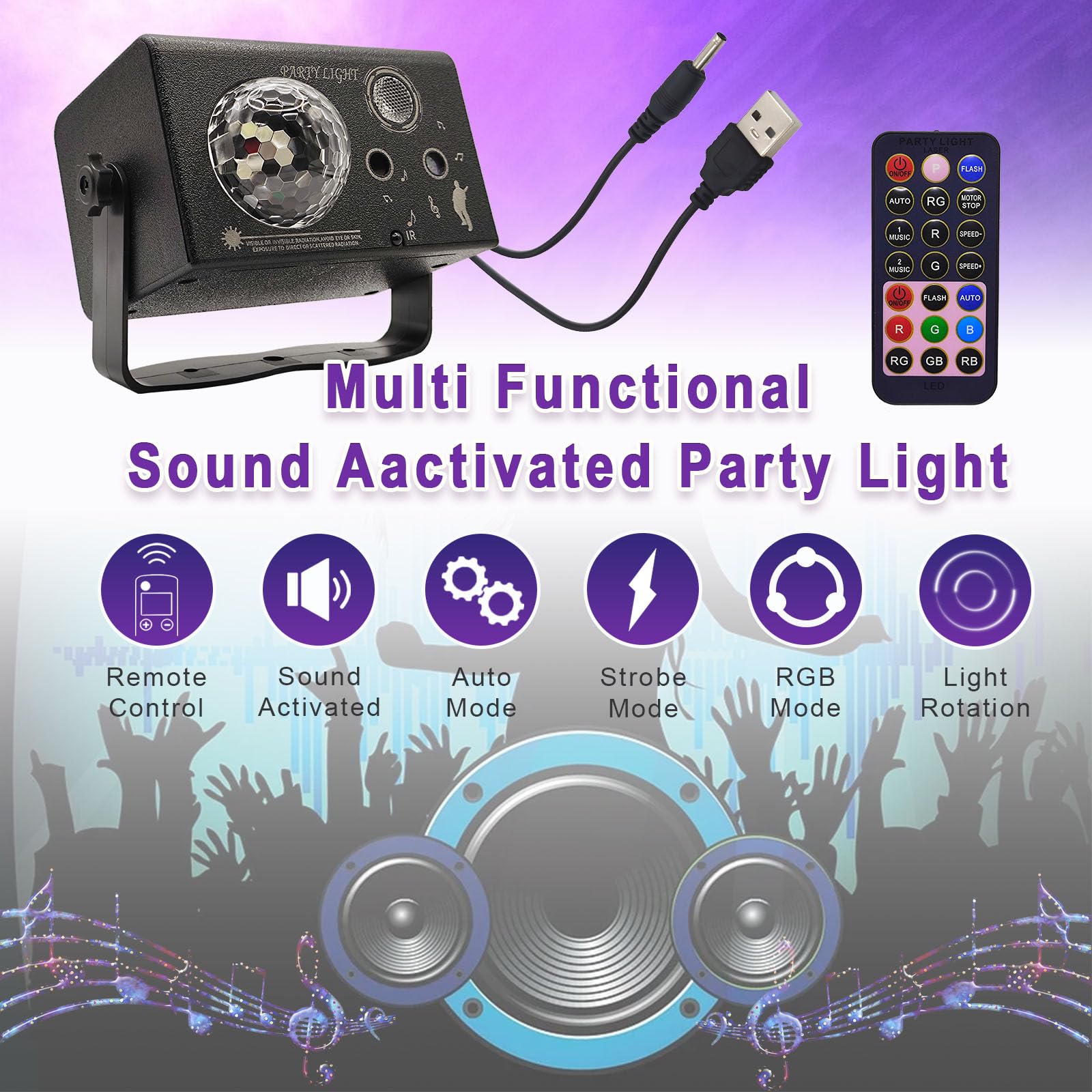 Disco Laser Lights Projector for Party: Sound Activated Dance Floor Light Disco Ball Lamp DJ Lazer Show Music Sync LED Club Strobe for Karaoke Indoor Outdoor Halloween Rave Kids Decorations