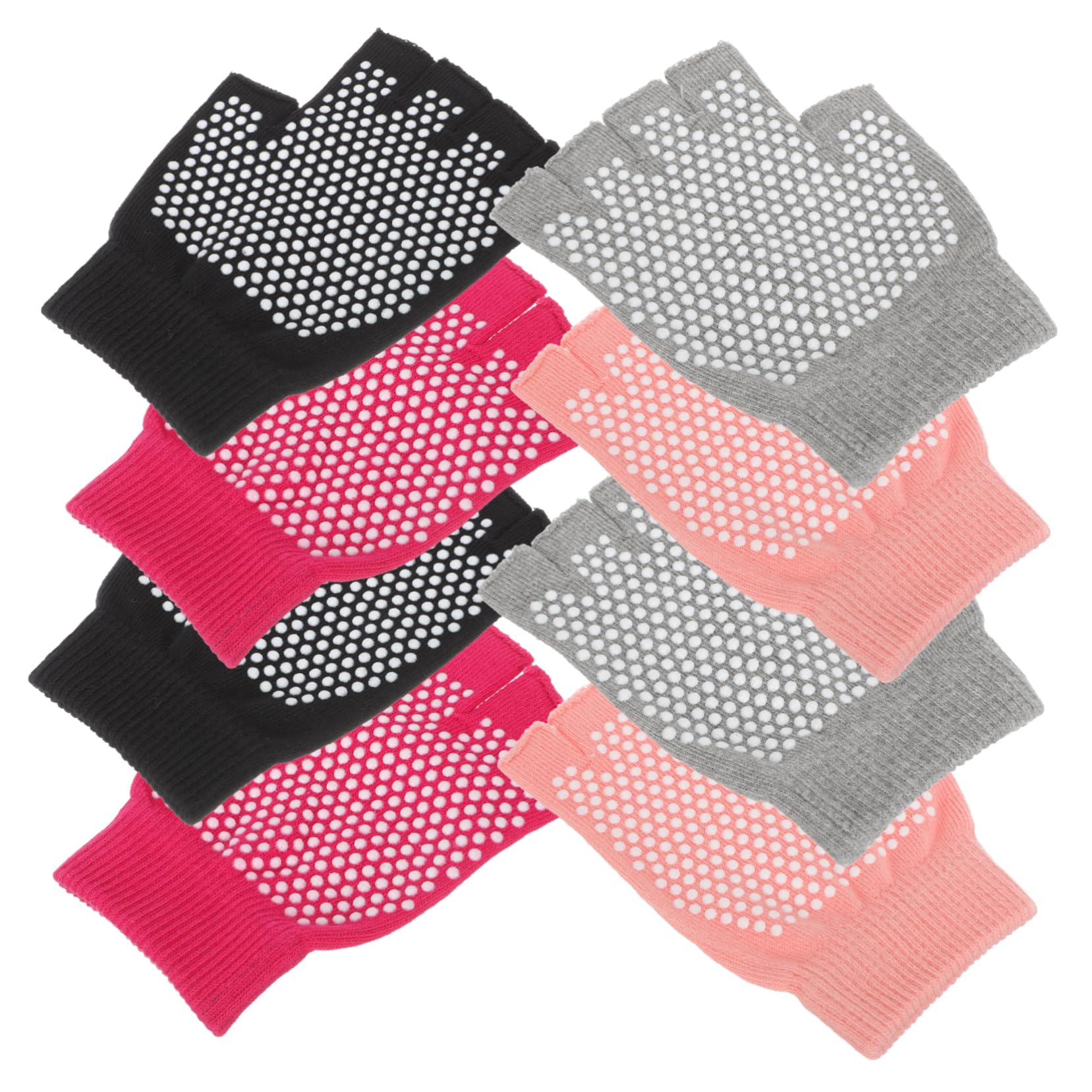 YARNOW 4 Pairs Women Yoga Gloves Non-Slip Fingerless Fitness Workout Gloves with Silicone Grip for Pilates Dance Training and Gym Exercises