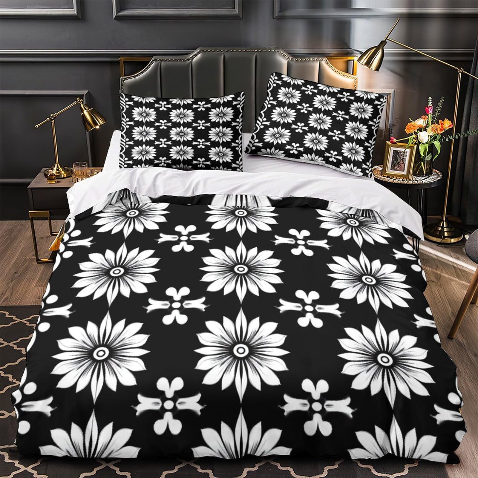 Housse de couette motif floral 3D idéale pour chambre d'adolescent fille ou garçon lit double