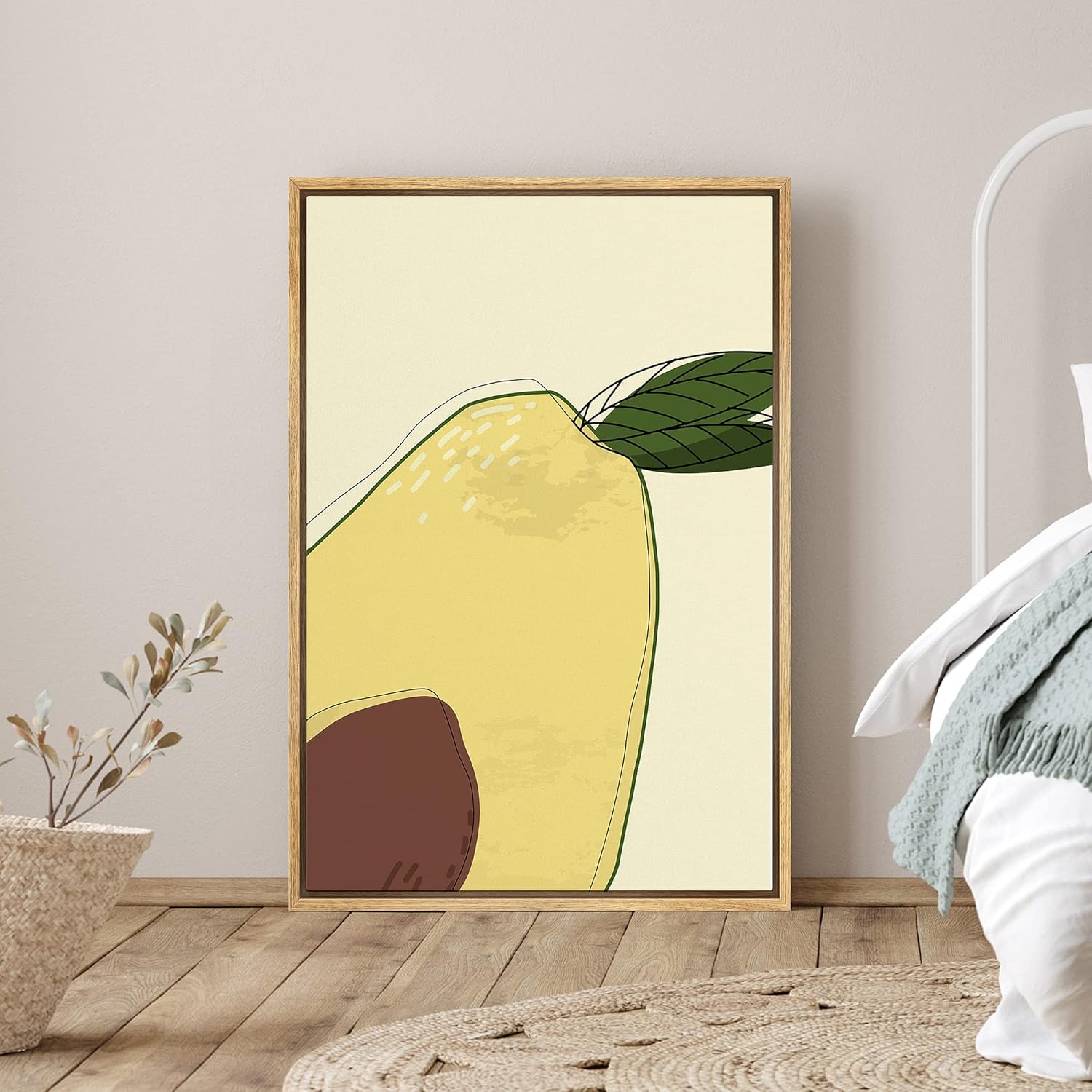 SIGNLEADER Framed Canvas Print Wall Art Cartoon Style Yellow Pear Close-Up Food Fruit Illustrations Modern Art Chic Colorful Multicolor Ultra for Living Room, Bedroom, Office - 16"x24" 16" x 24" Base20-2106-fruit-eva12