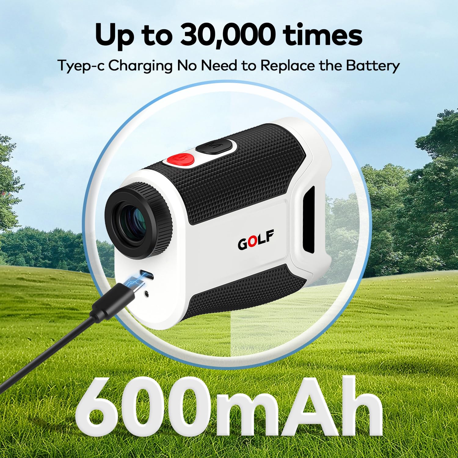 Golf-Entfernungsmesser mit Neigungsschalter, 1200 Yards ±0,5 Yards hohe Präzision, magnetische Halterung, Vibrations-Flaggenverriegelung, USB-C-aufladbar und IP54 wetterfest