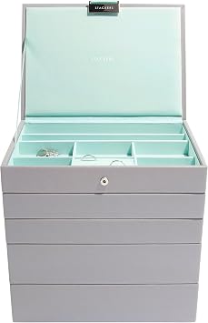 Stackers Dove Grey & Mint Classic Medium Jewellery Box - Set of 5