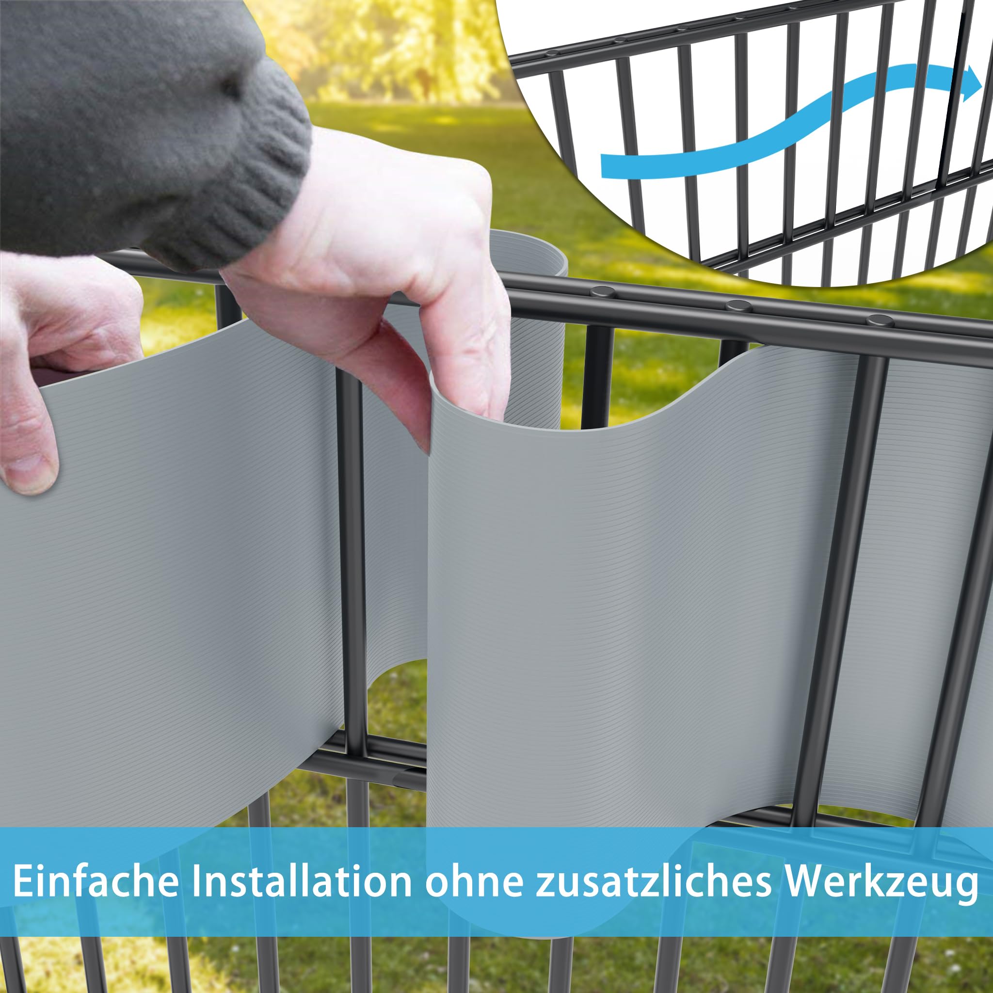 XMTECH Sichtschutzstreifen Hart-PVC Doppelstabmatten 2,5m 30 Stück Grau | Schützt vor Blicken und Sonne, UV-beständig sowie wetterfest für Garten, Balkon und Terrasse im Außenbereich