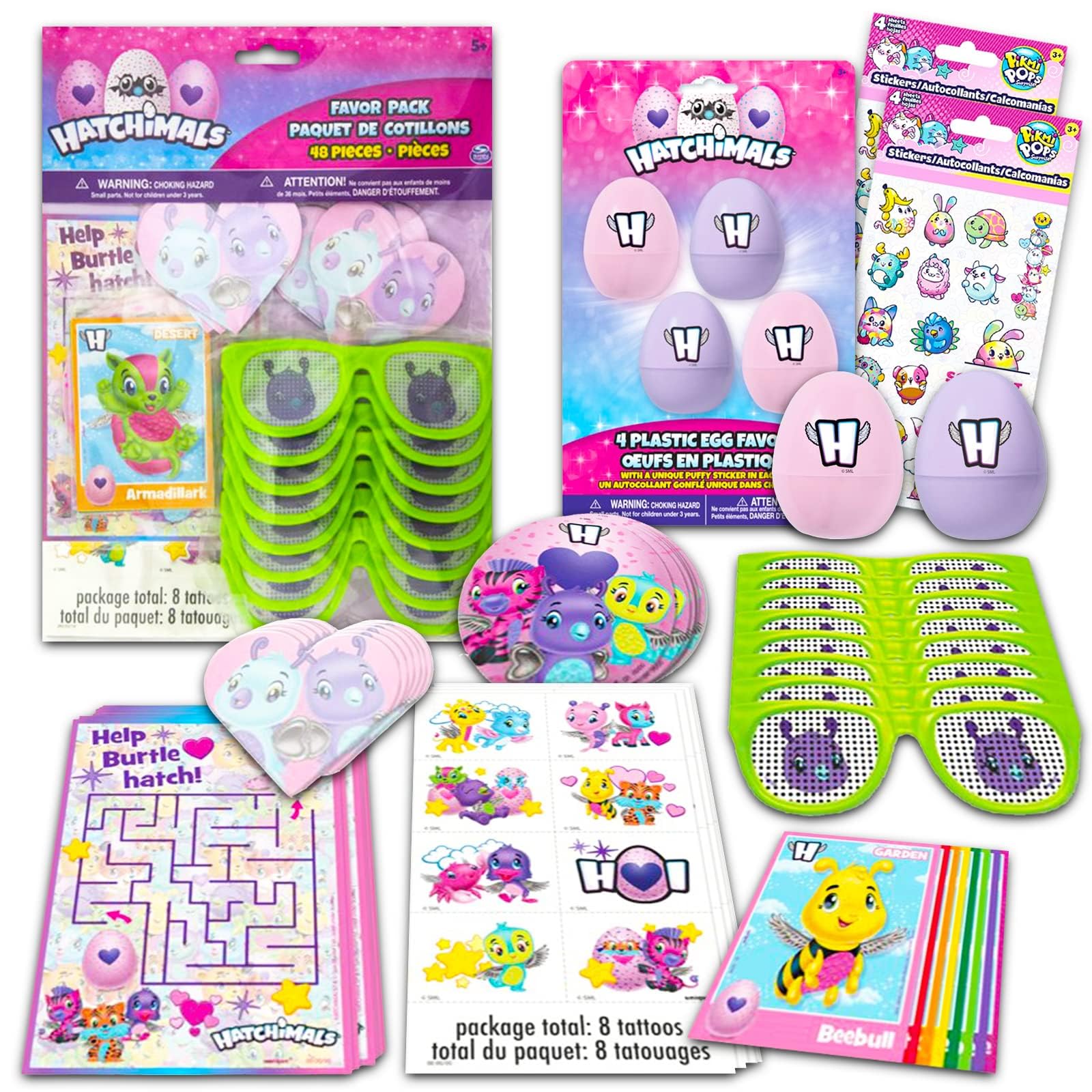 HatchimalsBirthday Party Favors Ultimate Set for 8 Guests ~ Bundle with Hatchimals Eggs, Stickers, Tattoos, Sunglasses, and More for Hatchimals Party Supplies