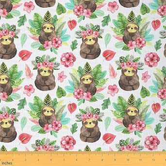 Amazon.com: Cartoon Sloth Fabric by The Yard Kawaii Sloth Upholstery ...