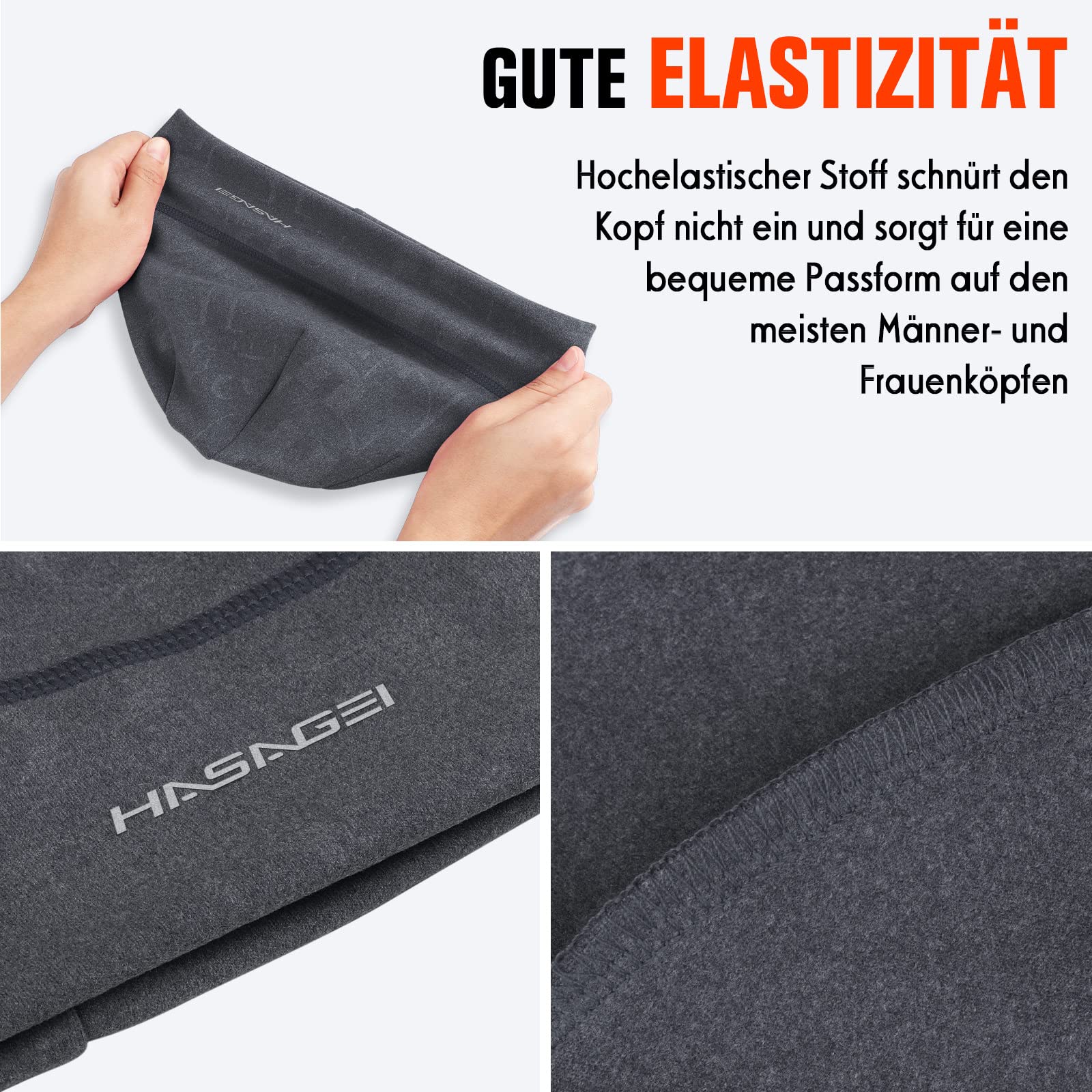 HASAGEI Czapka do biegania, unisex, miękka, elastyczna, sportowa, wiatroszczelna, termiczna, odpowiednia na wiosnę, jesień i zimę, szary, 52