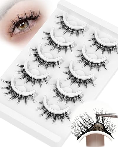 Miniatura 7 de Obeyalash - Extensiones de pestañas en racimo de pestañas de longitud mixta, aspecto suave y delgado, pestañas en racimo de banda fina (rizo C de