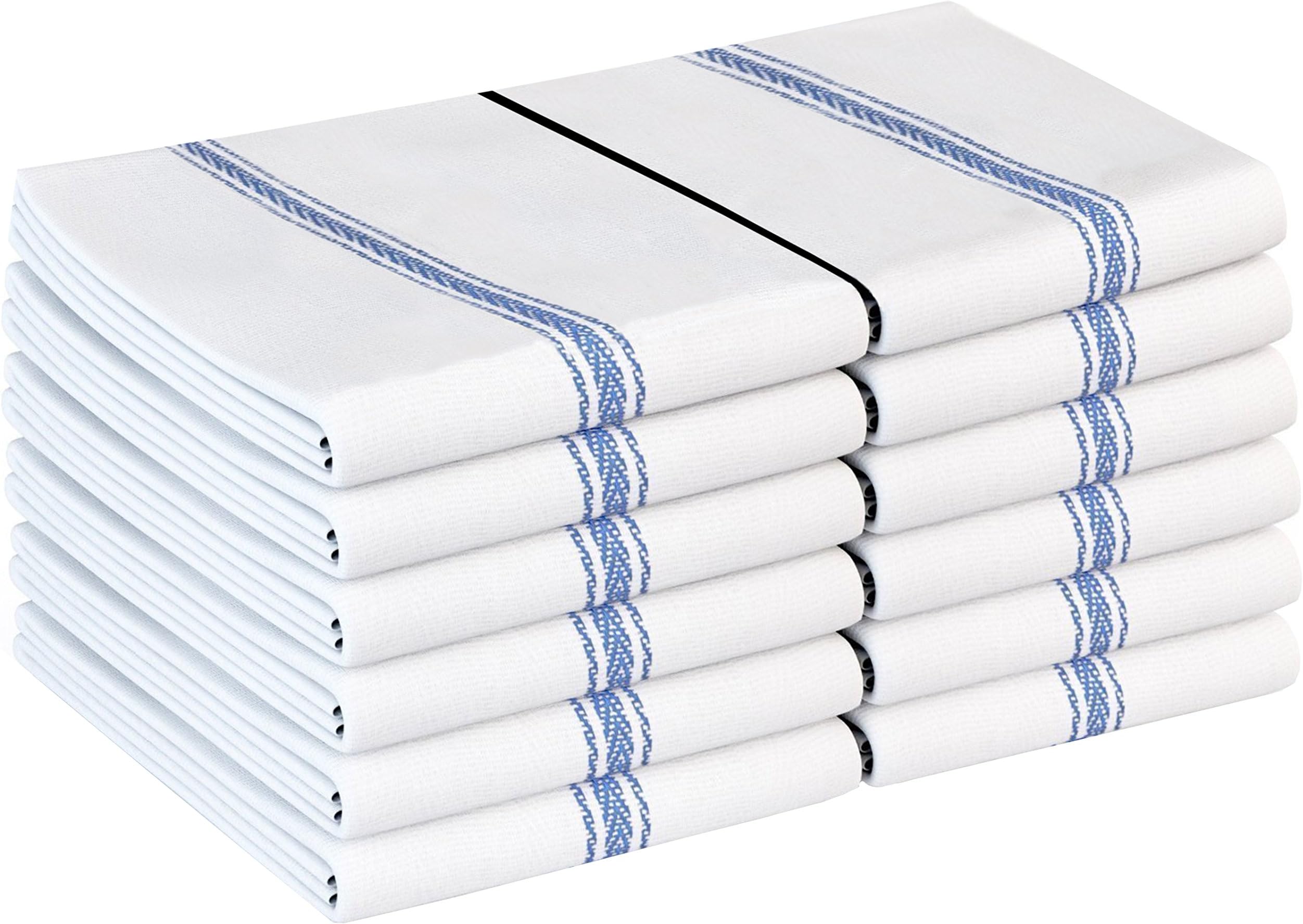 Kitchen Towels Dish Cloth (12 Pack), Cloth Napkin Herringbone Flour Sack Towels - Machine Washable Cotton White Kitchen Dishcloths, Dish Towel & Tea Towels (15 x 25 Inch)