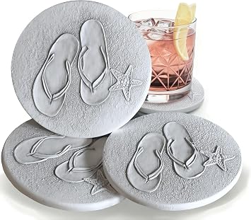 Flip Flops Absorbent Drink Coasters Set of 4 - Made in USA