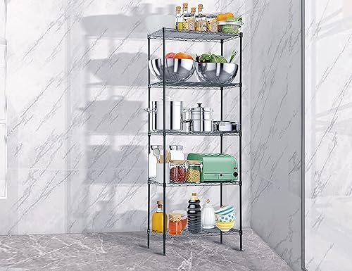 Miniatura 2 de Estantería de alambre de metal de 5 niveles, organizador de estante de cocina, estante de almacenamiento de cocina, estante de aperitivos, estantes