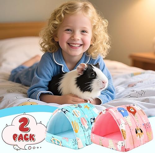 Miniatura 12 de UPINS Paquete de 2 camas de conejillo de indias de 9.8 pulgadas, escondite lavable de conejillo de indias, accesorios para conejos enanos, Gris azul
