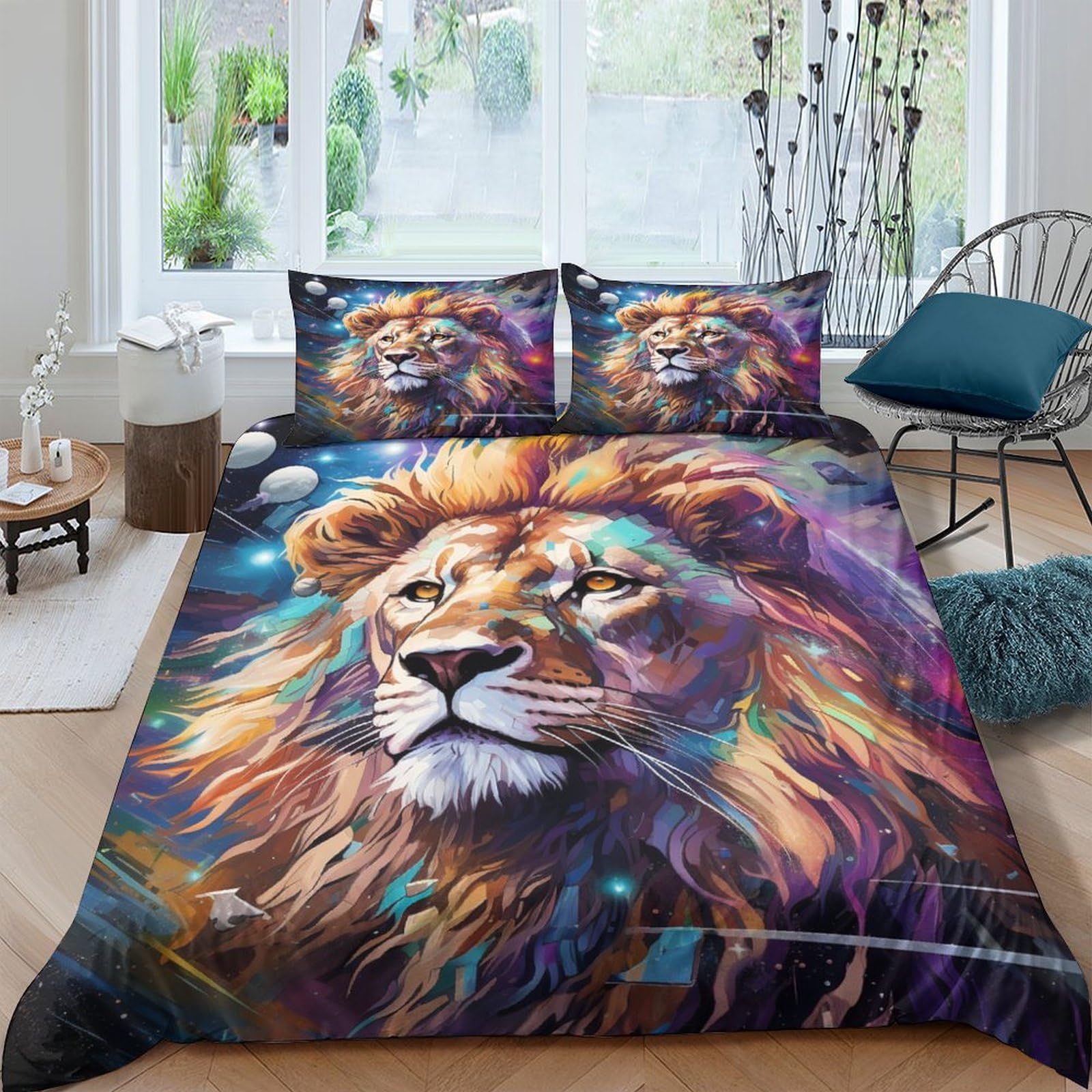 Funda nórdica de león 3D microfibra suave juego de cama infantil double 200x200 con fundas de almohada 1
