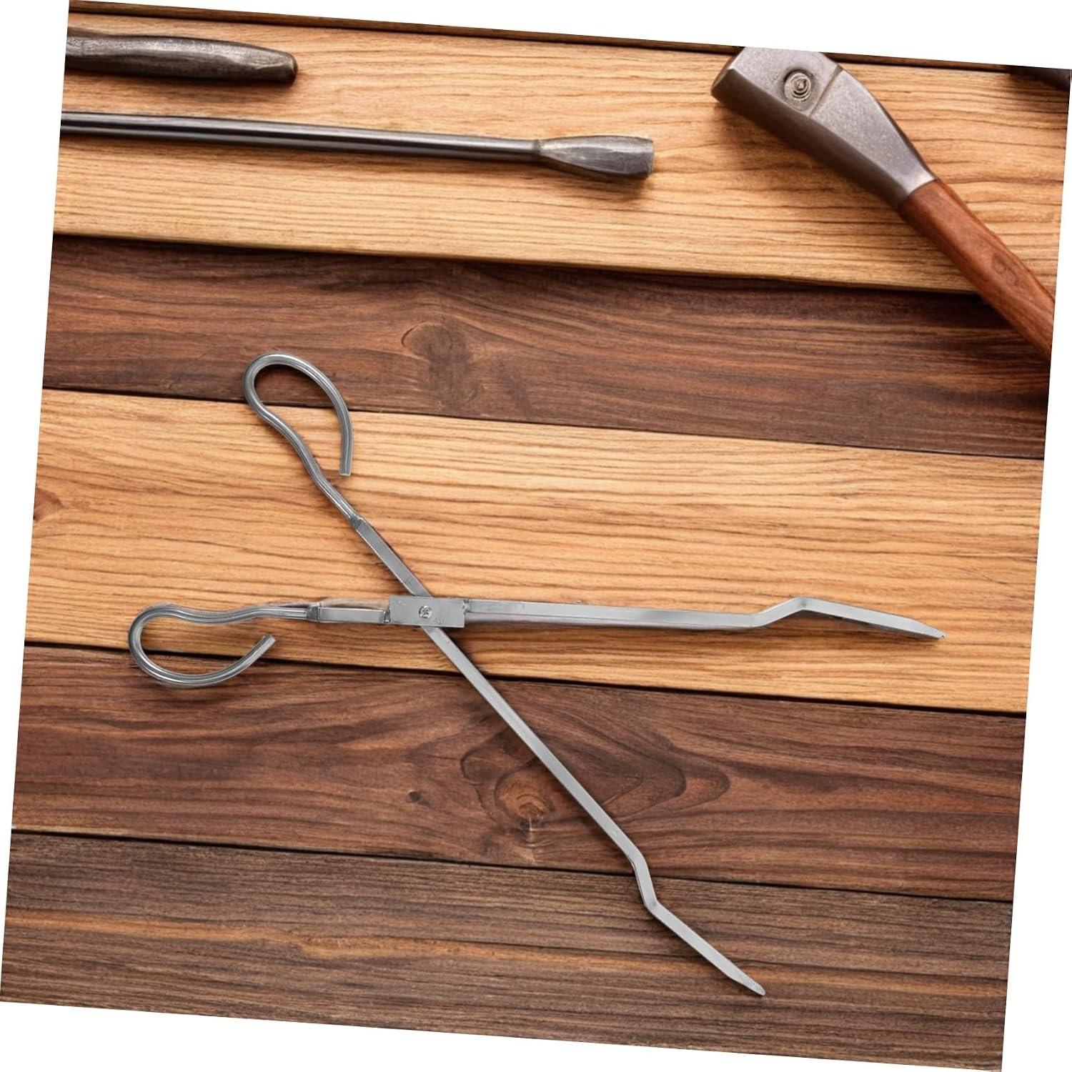 Stainless Steel Fireplace Tongs Xmas for Fire Pit and Bbq Grilling
