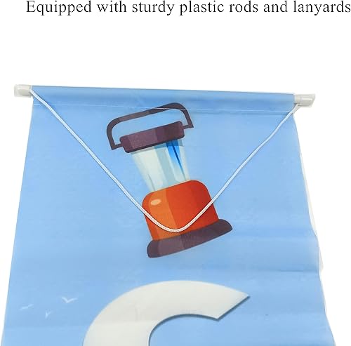 Miniatura 4 de Cartel de bienvenida con texto en inglés Happy Welcome Camper Porch de 70.8 x 11.8 pulgadas, tela de poliéster, letrero de bienvenida