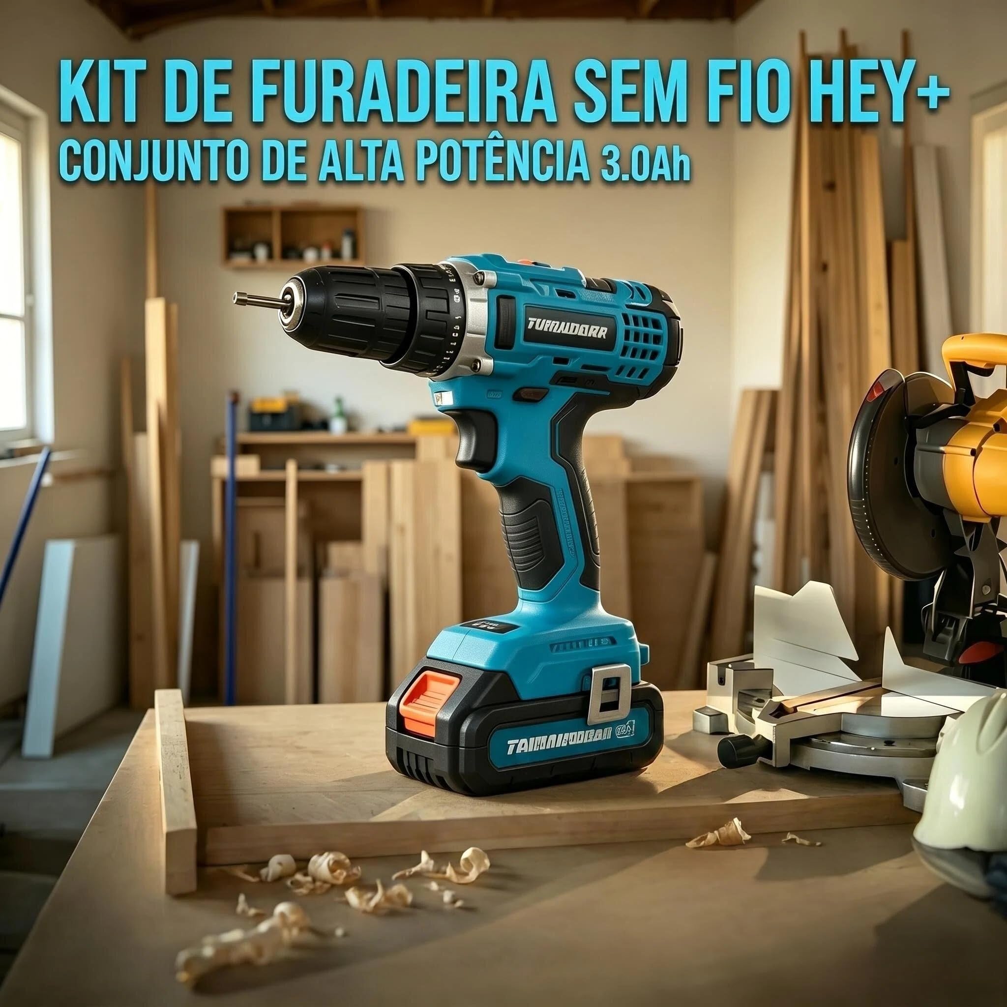 Parafusadeira Furadeira Martelete 3 em 1 21V 3000mAh - 2 Baterias