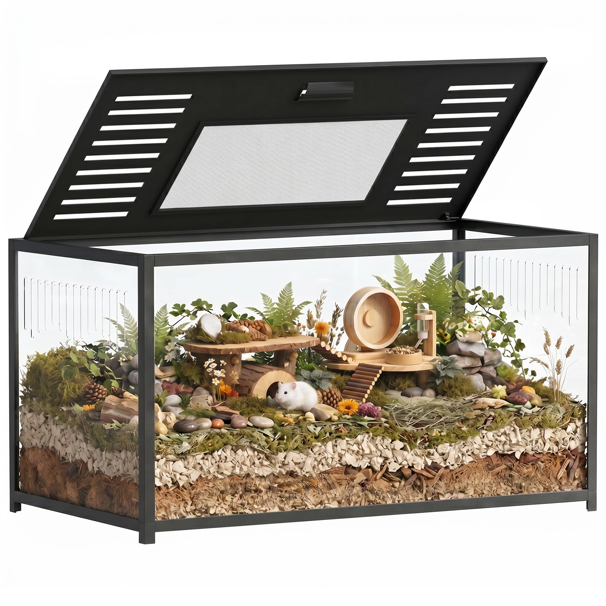 PawHut Large Hamster Cage Syrian Dwarf, Gerbil, 100 x 50 x 52.5 cm Black
